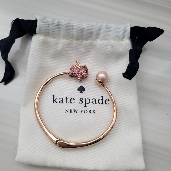 kate spade Jewelry - Kate Spade Rose Gold Bangle with Pink Flying Pig and Pearl